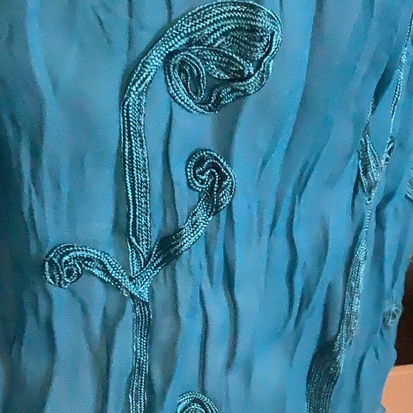 INC International Concepts On/Off Shoulder Gauze Pleated Embroidered Blouse Sz 6 - Picture 8 of 10